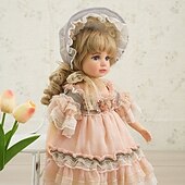 billiga Återfödda dockor-Vintage Porcelain Dockor Handmålad Palats Domstol Bisque Dockor 18 Tum Julklapp