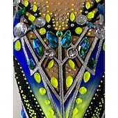 baratos Leotardo de Ginástica Rítmica-Collant de ginástica rítmica feminino para patinação no gelo, tingido com alta elasticidade, roupa profissional para competição de patinação, com cristais/strass, sem mangas.