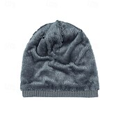 levne Čepice s čepicí-Pánské Unisex Čepice Beanie Zimní čepice Kulichy Pletená čepice Zimní čepice Beanie Černá Khaki Polyester Pletený Prodyšné Útulný Denní nošení Jdeme ven Pléd Větruvzdorné Teplý