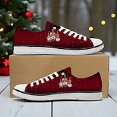 economico Scarpe di Natale da Uomo-Sneakers da uomo con stampa natalizia - auguri di buon Natale con fiocchi di neve scintillanti, scarpe casual in tela per viaggi di vacanza, riunioni di famiglia ed eventi natalizi