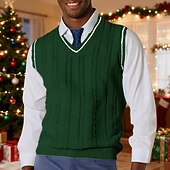 preiswerte Herrenpullover-Herren Pullunder Kleid Pullover Pullover Weste Strickpullover Gerippt Zopfmuster Stricken Normale Oberteile Gestrickt Einfach V Ausschnitt Mode Lässig Urlaub Alltagskleidung Bekleidung Herbst Winter