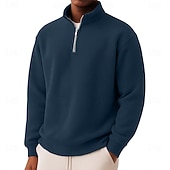 abordables Polo Classique pour Hommes-Homme Chemises Polo Gaufre Polo à fermeture éclair Sport en Plein Air Occasionnel Col montant Fermeture éclair manche longue Mode Moderne Couleur Unie Texturé Tricoté Printemps &amp; Automne Toutes