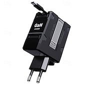 זול מטענים אלחוטיים-מטען אולטרה מהיר של גן 120 וואט PD3.0 סוג C תאורה כפולה יציאת O כבל נשלף טלפון נייד מחשב נייד טעינה מהירה