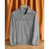 abordables Sweat-shirts basiques-Homme Sweat-shirt Pull Sweat-shirt quart de fermeture éclair Noir Blanche bleu marine Kaki Gris Demi-zip Uni Jacquard Sport &amp; Loisir Occasionnel Quotidien Streetwear Basique Occasionnel Automne Hiver