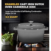 Недорогие Кухонная посуда-чугунная овальная кастрюля с крышкой-каплесборником светло-серого цвета