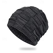 tanie Czapka typu beanie-Męskie Dla obu płci Czapka Beanie Czapki zimowe Czapki Dzianinowy kapelusz Czapka zimowa Czarny Wino Poliester Dzianiny Oddychający Wygodny Dzienne zużycie Wyjściowe Jednolity/zwykły kolor Ciepłe