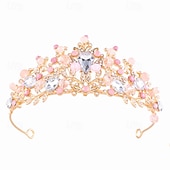 お買い得  ティアラとクラウン-クラウンティアラ ヘッドドレス 合金 結婚式 誕生日 エレガント ヴィンテージ と ラインストーン パール かぶと 帽子