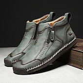 abordables Botines-Botas de senderismo de piel sintética de primera calidad para hombre: calzado resistente con cierre de cremallera para aventuras al aire libre y uso casual.