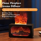  3D暖炉アロマセラピーマシンデスクトップレトロシミュレーションミニレインボー炎雰囲気ライト加湿器USB電源寝室リビングルーム雰囲気ライト