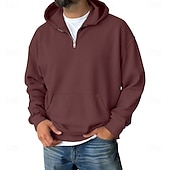economico felpe con cappuccio da uomo di base-Per uomo Felpa con cappuccio Felpa con cappuccio e zip corta Blu Vino Verde Grigio Azzurro Con Cappuccio Semplice Tasca Quotidiano Sport &amp; Outdoor Ferie Streetwear Essenziale Casual Primavera Autunno