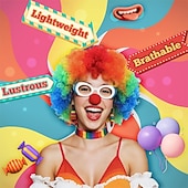 preiswerte Karnevalsperücken-Bunte, lockige Clownperücke in Regenbogenfarben für Erwachsene, perfekt für Karneval, Zirkuspartys, Halloween und Cosplay. &amp;Kostümveranstaltungen