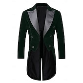 cheap Men's 1920s Costumes-Retro Vintage Punk &amp; Gothic Medieval Tuxedo Tailcoat Long Sleeves Vampire Knight Ritter Fancy Dress Men's Steampunk Halloween Performance LARP Ren Faire Adults' Coat Fall &amp; Winter