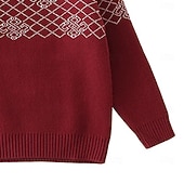 economico maglione pullover da uomo-Per uomo Maglioni di Natale Maglione Maglione Fair Isle Maglione a maglia A Coste Maglia Top Regolari Lavorato a maglia Plaid Girocollo Vintage Moda Natale Vacanza Abbigliamento Autunno Inverno Rosso