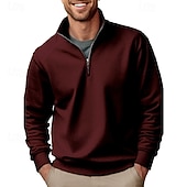 voordelige Klassieke polo voor heren-Voor heren Polo Poloshirts Vakantie Straat Kwart ritssluiting Lange mouw Modieus Basic Effen Lente Herfst Getailleerd blauw Zwart Wit Groen Lichtgroen Polo