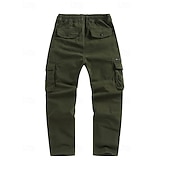 baratos Calças Cargo-Homens Calças Cargo Calças Bolso multi Tecido A Prova de Vento Vestível Comprimento total Ao ar livre Diário Acampar e Caminhar Roupa de rua à moda Exército verde Preto