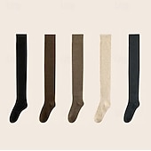 Недорогие Домашние тапочки-Женские высокие носки выше колена, теплые, мягкие, трикотажные, эластичные, уютные, сексуальные, милые, модные, зимние, осенние, высокие носки выше колена, повседневные, для школьниц, в японском