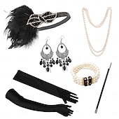 abordables Accesorios y más-Conjunto Rugido 20s 1920s Retro Antiguo Diadema de estilo flapper Para la Cabeza Conjunto de accesorios El gran Gatsby Chica de la aleta Pluma Disfraz Mujer Navidad Carnaval Mascarada Fiesta temática