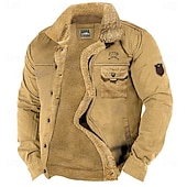 Χαμηλού Κόστους ανδρικά γραφικά μπουφάν &amp; παλτό-Ανδρικά Γραφική 1776 Μπουφάν fleece Μπουφάν Cargo Μπουφάν Sherpa Διατηρείτε Ζεστό Βίντατζ Καθημερινό ΕΞΩΤΕΡΙΚΟΥ ΧΩΡΟΥ Σπίτι Πολλαπλές τσέπες Βαμβακερά μπουφάν Χειμερινά παλτά Φθινόπωρο Χειμώνας