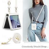 levne Pouzdra pro Samsung-telefon Carcasă Pro Samsung Galaxy Z Flip 7 Z Flip 6 Z Flip 5 Z Flip 4 Z Flip 3 Flip Cover a chránič obrazovky Držák na prsteny Nárazuvzdorné Retro PU kůže