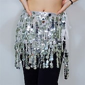 ieftine Ținute Dans din Buric-Samba Dancewear Eșarfă talie pentru dansul din buric - Fustă scurtă cu franjuri și paiete costum sexy de club de noapte pentru dansuri indiene - Costum de performanță