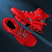 economico Scarpe da Corsa per Uomini-sneakers da uomo in rete rossa: design leggero con supporto ammortizzato, ideali per lo shopping natalizio e le occasioni festive