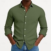 abordables Chemises décontractées intelligentes pour hommes-Homme Chemise Chemise en velours côtelé Chemise Boutonnée bleu marine manche longue Uni Col Rabattu Occasionnel Quotidien Boutonné Vêtement Tenue Coton Mode Streetwear Classique Occasionnel
