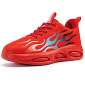 abordables Chaussures de Course pour Hommes-Homme Basket Course Marche Occasionnel Tricoté Confortable Antidérapant Respirant À lacets Noir Blanche Rouge Été Printemps Automne