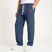 preiswerte Gerade Bein-Herren Jogginghose Hose Gerade geschnittene Sweatpants Waffelhose Kordelzug Tasche Elastischer Bund Einfach Komfort Volle Länge Sport im Freien Täglich Urlaub Mode Blau Schwarz Dehnbar