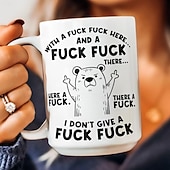  Caneca engraçada "Foda-se, não dou a mínima" - Caneca de cerâmica divertida para trabalho, escritório ou casa - Presente para amigos com humor