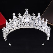 billige Tiarer og kroner-Crown Tiaras Hodepryd Legering Bryllup Bursdag Elegant søt stil Med Rhinsten Hodeplagg Hodeplagg