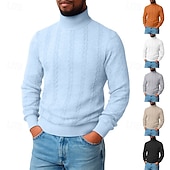 billiga Basic sweatshirts-Herr Jacquard Tröja Svart Vit Orange Kaki Grå Kinakrage Slät Strukturerad Sport &amp; Utomhus Ledigt Dagligen Streetwear Häftig Sportkläder Vår &amp; Höst Kläder Pull Tröjor