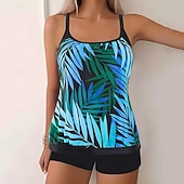 abordables Tankinis-Mujer Bañadores 2 piezas Slips Traje de baño Espalda al Aire Vacaciones Ropa de playa Graphic Leopardo Escote Redondo Sin Mangas Trajes de baño