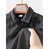 お買い得  Polo classica da uomo-Men's Waffle Polo Shirts Textured Casual Sports Lapel Ribbed Polo Collar Short Sleeve Fashion Basic Plain Classic Plain Summer Spring Regular Fit White Waffle Polo Shirts