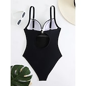 Недорогие Монокини-Женский купальник с одним куском сексуальный с вырезом монокини контролирующий живот высокая талия облегающий без спинки элегантный для отпуска однотонный цвет V-образный вырез без рукавов