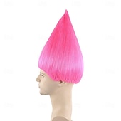baratos Perucas de Carnaval-Peruca de Carnaval 2026 Rosa Vermelho Azul Liso Curto Peruca sintética para festivais Mardi Gras Parada Cabelo para fantasia de cosplay para Feminino