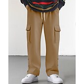 abordables Fret-Homme Jogging Cargo Joggings Pantalons Cordon de serrage Avec Poches Taille Élastique Uni Confort Quotidien Sport en Plein Air Mode Occasionnel Kaki Micro-Élastique