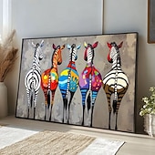 voordelige Schilderijen van dieren-Hang-geschilderd olieverfschilderij Handgeschilderde Horizontaal Dieren Tekenfilm Modern Zonder Inner Frame (Geen frame)