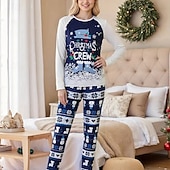 Χαμηλού Κόστους παιδικές χριστουγεννιάτικες πιτζάμες-Οικογένεια Κοίτα Χριστούγεννα Χριστουγεννιάτικες οικογενειακές πιτζάμες Πυτζάμες Οικογενειακά σετ Γραφική Χιονονιφάδα Σπίτι Στάμπα Σκούρο μπλε Μακρυμάνικο Καθημερινά Αντιστοίχιση ρούχων