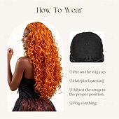 baratos Perucas Históricas-Cabelo comprido, cacheado e ondulado, perfeito para festa de carnaval.