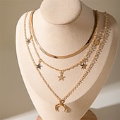 Недорогие Ожерелья и подвески-1шт Ожерелья с подвесками Цепочка For Жен. Кристалл Для улицы Подарок Повседневные Сплав С кисточками MOON Звезда