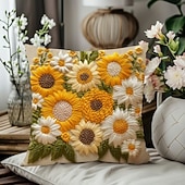 billiga Kuddtrender-Dekorativt örngott i vintagestil med solrosmotiv, 2D-tryck, mjukt polyestertyg med kuddfodral och fuskbroderi, perfekt för vår- och sommarsoffdekorationer i vardagsrummet