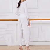 Χαμηλού Κόστους Σέτ και Ολόσωμα-Γυναικεία Μπλούζα γιόγκα Αθλητική κορυφή Συμπαγές Χρώμα Ρούχα σύνολα Φθινόπωρο Μαύρο Λευκό Μοντάλ Χορού Πιλάτες Γιόγκα Ψηλή Μέση Ελαφρύ Αναπνέει Μακρυμάνικο Αθλητισμός Ρούχα Γυμναστικής