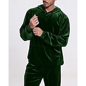 baratos moletons básicos-Homens Moletom Moletom com capuz e calças Conjunto de roupas Conjunto de moletons Capuz Ao ar livre Diário Esportes Com Cordão Bolsos Tecido Vermelho Vinho Preto Azul Royal Poliéster Roupas Esportivas