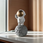 cheap Statues-1PC Cute Astronaut Station Moon-shaped Decorative Small Ornaments Resin Material Hand-painted Astronaut Shaped Handicrafts Astronaut Shaped Office Desk and Desk Decoration Ornaments