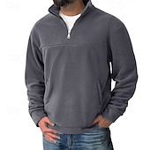 cheap Basic Sweatshirts-Men's Sweatshirt Fleece Sweatshirt Pullover Quarter Zip Sweatshirt Black Army Green Navy Blue Khaki Dark Gray Half Zip Plain Casual Daily Sports &amp; Outdoor Polyester Streetwear Basic Casual Fall