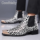 cheap Chelsea Boots-Men's Brown Leopard Print Chelsea Boots – Trendy and Bold Design, Ideal for Casual Wear, Street Style and Fashion-forward Occasions
