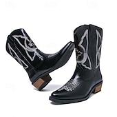 billiga Cowboy &amp; Western Boots-Vita herrstövlar i westernstil, äkta läder, cowboyinspirerad design, perfekta för utomhusevenemang, westernkläder