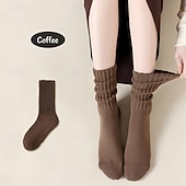 זול גרביים לבית-גרביים רפויות לנשים, גרבי מגפיים מרופדות לבנות, סרוגות עבות ואריכות ימים, אופנתיות רחוב, אופנתי, סתיו חורף, קז'ואל, ספורטיבי, חמים ונעימים, גרביים לנשים