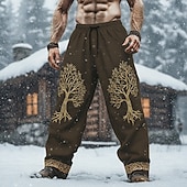 economico Pantaloni casual stampati da uomo-Per uomo Vichingo Albero della vita Arte celtica Pantaloni Pantaloni casual Misura del girovita medio Vita elastica con coulisse Vintage Retrò All'aperto Campeggio &amp; Escursionismo Caccia Pantaloni a