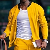 economico Giubbotti Casual-Per uomo Giacca Leggera Giacca Casual Vacanza Quotidiano Traspirante Tasca Primavera Autunno Semplice Moda Classico Collo alla coreana Regolare Nero Giallo Rosso Blu marino Blu reale Giacca